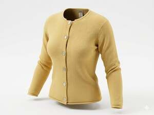 L.L.Bean Women's Yellow Silk-Cotton Blend Button-Down Cardigan Sweater